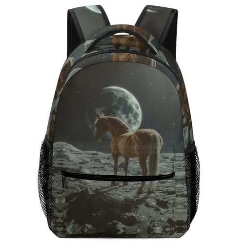 VesFy Kunst Pferd Rucksack Tier Kinder Schultaschen Casual Daypack Buchtasche Reiserucksäcke Für Teenager Kinder One Size von VesFy