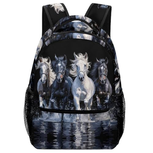 VesFy Kunst Pferd Schulrucksack Tiers Schultasche Büchertaschen Buchtasche Rucksäcke Mädchen Junge Kinder One Size von VesFy