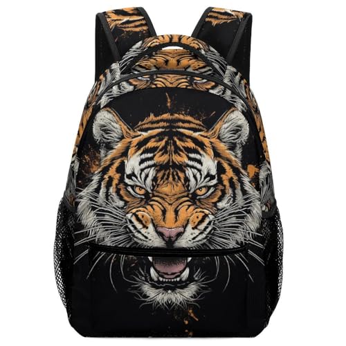 VesFy Kunst Tiger Freizeitrucksack Tier for Kids Schulranzen Daypack Buchtasche Rucksäcke for Kid Boys Girls Teens One Size von VesFy