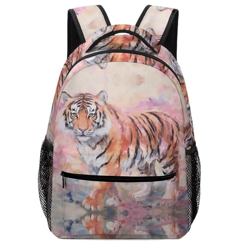 VesFy Kunst Tiger Junge Rucksack Schultaschen Verstellbare Gurte Buchtasche Rucksäcke Kinder Rucksäcke One Size von VesFy