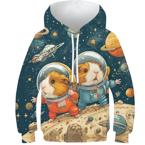 VesFy Meerschweinchen 3D Druck Tier Hoody Pullover Sweatshirt Kapuzenpullover Streetwear Hoodie Drawstring Mit Tasche Eignung Jungen Und Mädchen Casual Langarm Unisex 13-15Y von VesFy