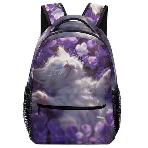 VesFy Niedliche Katze Junge Rucksack Tier Schulranzen Jungen Verstellbare Gurte Buchtasche Rucksäcke Für Jungen Mädchen Teenager One Size von VesFy