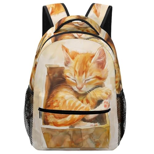 VesFy Niedliche Katze Schulrucksack Tier Schulranzen Casual Daypack Buchtasche Büchertasche Mädchen Junge Kinder One Size von VesFy