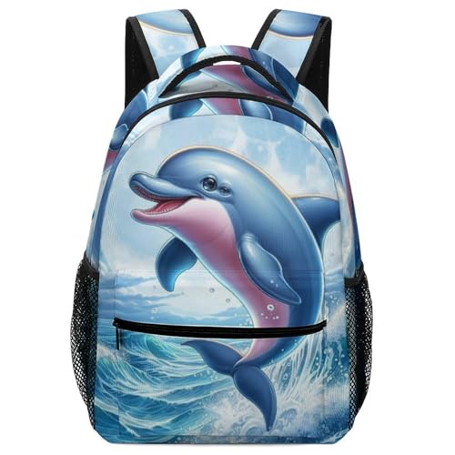 VesFy Niedlicher Delphin Rucksack Tier Kinder Schultasche Verstellbare Gurte Buchtasche Rucksäcke Für Jungen Mädchen Teenager One Size von VesFy