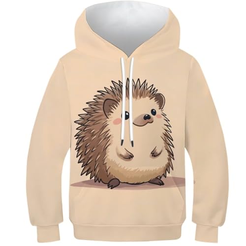 VesFy Niedlicher Igel Hoody Sweatshirt Pullover 3D Druck Tier Kapuzenpullover Mit Tasche Hoodie Streetwear Drawstring Eignung Jungen Und Mädchen Casual Langarm Unisex 9-11Y von VesFy