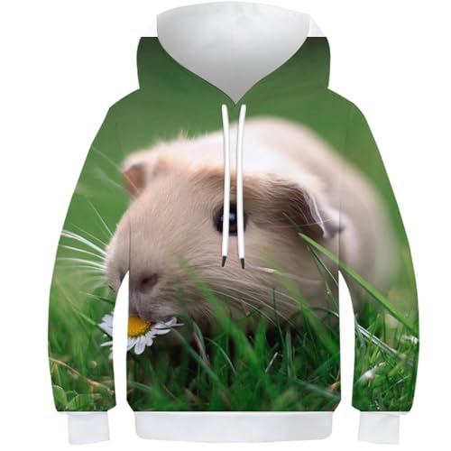 VesFy Niedliches Meerschweinchen Kapuzenpullover Pullover Hoody 3D Druck Tier Pet Sweatshirt Drawstring Hoodie Streetwear Mit Tasche Eignung Jungen Und Mädchen Casual Langarm Unisex 7-9Y von VesFy