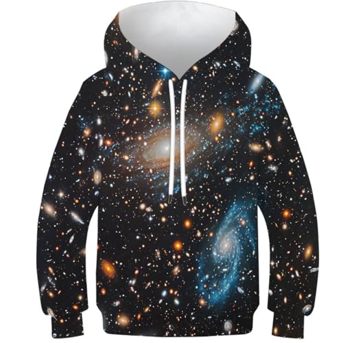 VesFy Stellares System 3D Druck Kosmos Kapuzenpullover Sweatshirt Pullover Hoody Hoodie Mit Tasche Streetwear Drawstring Eignung Jungen Und Mädchen Casual Langarm Unisex 11-13Y von VesFy