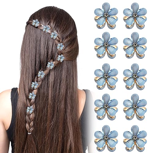 Vesaneae 10 Stück Mini Haarspangen, Diamant Haarspangen, Blumen-Haarspangen, Haarclips für Kinder, Haarschmuck für Damen, Klaue Haarspange, Haarspangen für Hochzeit, Süße Haarspangen (Blau) von Vesaneae