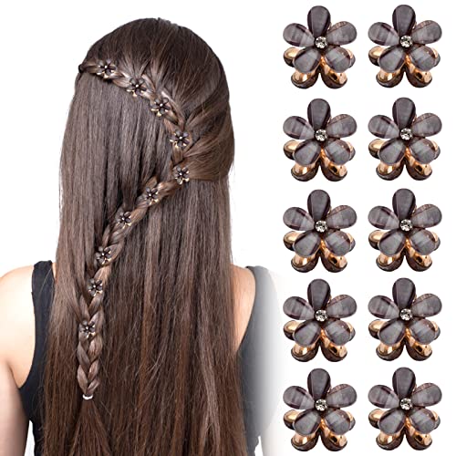 Vesaneae 10 Stück Mini Haarspangen, Diamant Haarspangen, Blumen-Haarspangen, Haarclips für Kinder, Haarschmuck für Damen, Klaue Haarspange, Haarspangen für Hochzeit, Süße Haarspangen (black) von Vesaneae