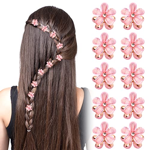 Vesaneae 10 Stück Mini Haarspangen, Diamant Haarspangen, Blumen-Haarspangen, Haarclips für Kinder, Haarschmuck für Damen, Klaue Haarspange, Haarspangen für Hochzeit, Süße Haarspangen (pink) von Vesaneae