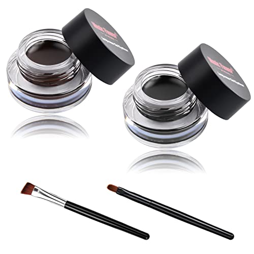 Vesaneae 2 Farben Eyeliner, Gel Eyeliner Wasserfeste,Langanhaltendes Creme Eyeliner Gel,Lidstrich Creme,Wischfestes Eyeliner, Professional Eye Liner mit 2 Eyeliner-Pinseln Kosmetik, Augen-Make-up-Set von Vesaneae