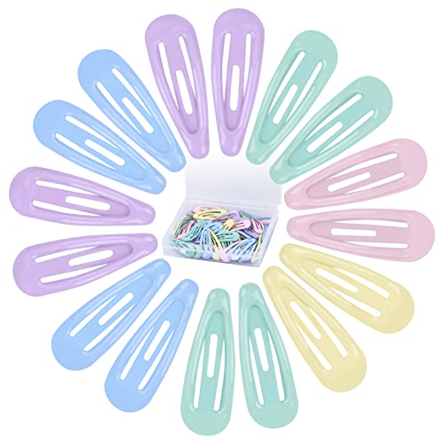 Vesaneae 50 Stück Snap Haarspangen Mädchen, 3cm Bunte Haarspangen, Metal Snap Haarspangen Mini, Mädchen Haarklammern, Rutschfeste Haarspange, Haar Snap Clip, Kinderschmuck Haarschmuck für Kleinkinder von Vesaneae