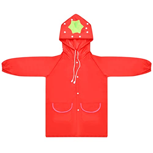 Vesaneae Kinder Regenmäntel mit Kapuze, Süße Regenponcho, Tragbar Wiederverwendbar Regencape, Regenjacke Regenschutz Wasserdicht, Regenkleidung für Jungen Mädchen Outdoor Wandern Camping (Rot) von Vesaneae