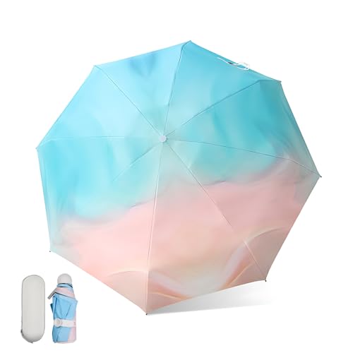 Vesaneae Taschenschirme Mit 8 Rippen, Mini Regenschirm mit Kapselbox, UV Faltender Regenschirm, Sonne UV Schutz Regenschirm, Kompakter Reise Regenschirm Winddicht Stark, Regenschirm für Damen (D) von Vesaneae