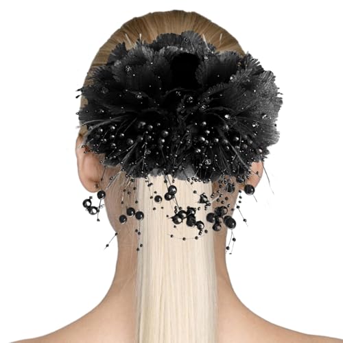 Vesidoloy Blumenhaarclip, Blumenhaarclip für Frauen | Perlen Tassels Barrette Non-Slip Flower Claw Pins Bud Haartapin | Boho Pins Kopfbedeckungshaarzubehör gefälschte Blumenhaarclip für Strandparty von Vesidoloy