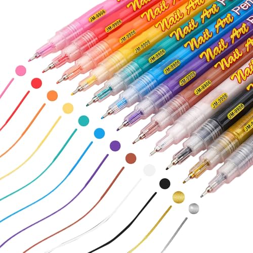 Vesidoloy Nagellack Stifte - 12er Set Umfangreiche Ausstattung | Schnelltrocknender Gel Nagellack Stift | Für Salon Zuhause Party Damen Mädchen Teens Mütter Urlaub Halloween Hochzeit Sommer Frühling von Vesidoloy