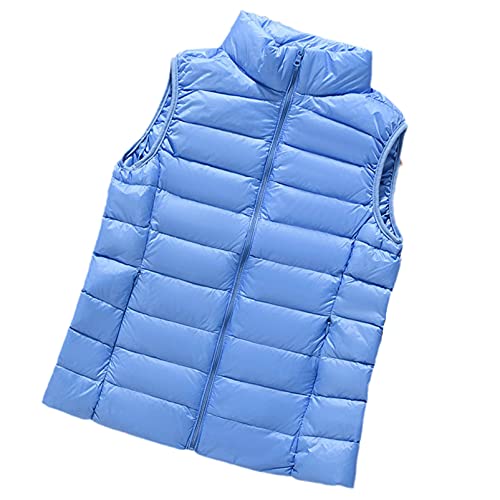 Packable Ultraleichte ärmellose Damen Daunenjacke Weiße Entenfedern Warm Daunenweste Oberbekleidung, Hellblau (Water Blue), 42 von Veslagy