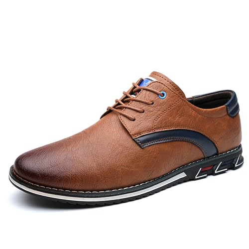 Herren Oxford Casual Dress Schuhe Klassische Smoking Schnürschuhe Leichte formelle Loafer, Orange/Abendrot im Zickzackmuster (Sunset Chevron), 42 EU von Veslexth