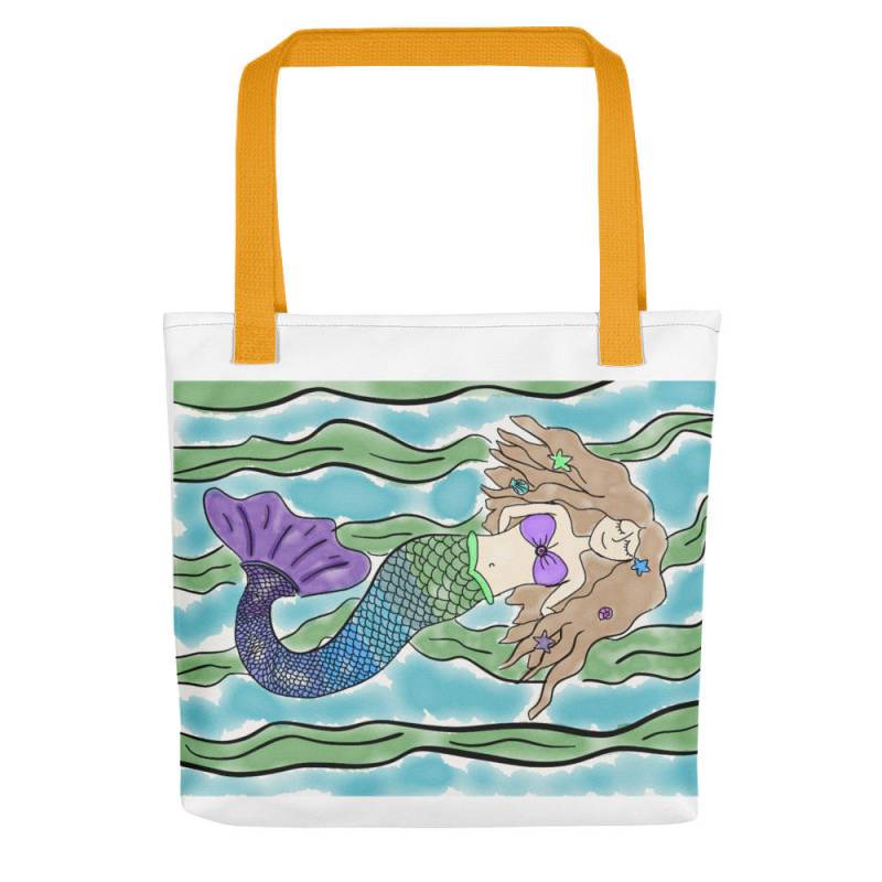 Meerjungfrau Tote Bag - Perfekte Meerjungfrau Strand Accessoire Für Pool Oder Gym. Henkel in Gelb Rot Schwarz, Canvas-Tasche Meerjungfrau Tote Bag - Perfekte Meerjungfrau Strand Accessoire Für Pool Oder Gym. Henkel in Gelb Rot Schwarz, Canvas-Tasche von Vesoterica