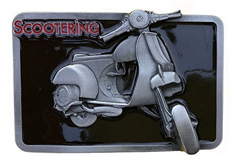 Vespa Offiziell lizenzierte Gürtelschnalle, Schwarz , 9.5cm x 8cm von Vespa
