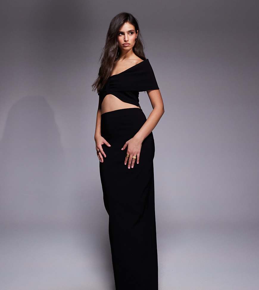 Vesper - Maxi-Säulenrock aus Bengaline in Schwarz mit hohem Bund, Kombiteil von Vesper