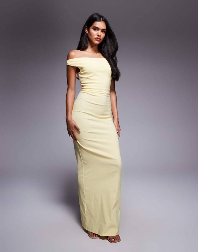 Vesper - Schulterfreies Bengaline-Maxikleid in Gelb von Vesper