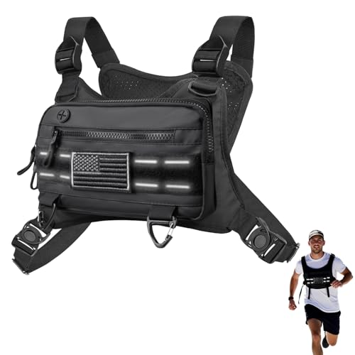 Brusttasche für Herren, wasserabweisend, Sport-Brusttasche, leichte Laufweste, Tasche mit integrierter Handyhalterung und zusätzlichem Stauraum, minimalistischer Rucksack für Training und Radfahren von Vessena