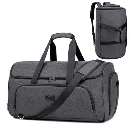 Umwandelbare Kleidersäcke für Reisen, Handgepäck, Reisetasche, Wochenend-Reiserucksack für Männer und Frauen, 4-in-1, faltbare Anzugtasche mit Schuhfach, grau dunkel, Umwandelbar von Vessgra