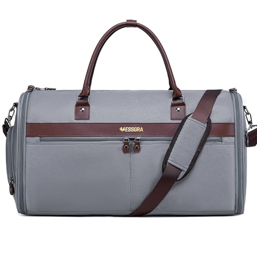 Vessgra Kleidersack Reisetasche, Wasserdichter Anzugtasche Reisetasche, 2 in 1 Kleidersack Tasche Kleidersack Reise, Garment Duffel Bag Handgepäck Anzug Herren Damen mit Schuhfach (Grau) von Vessgra
