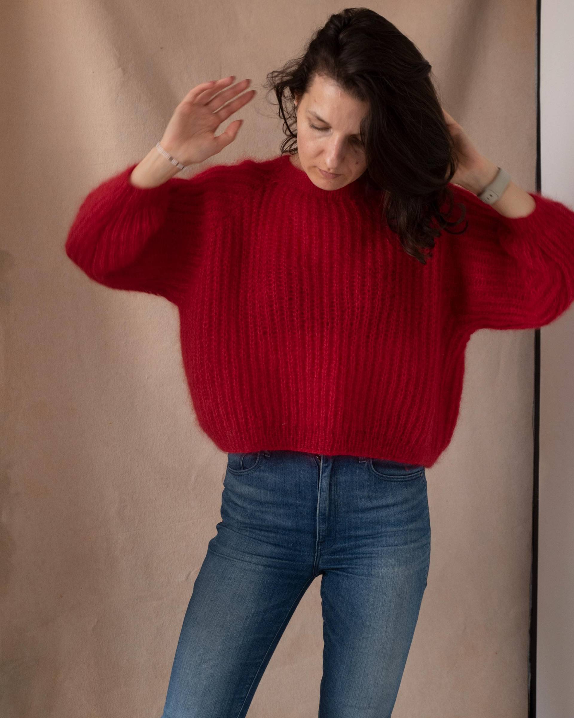 Roter Mohair & Seiden Kurzpullover von VestWear