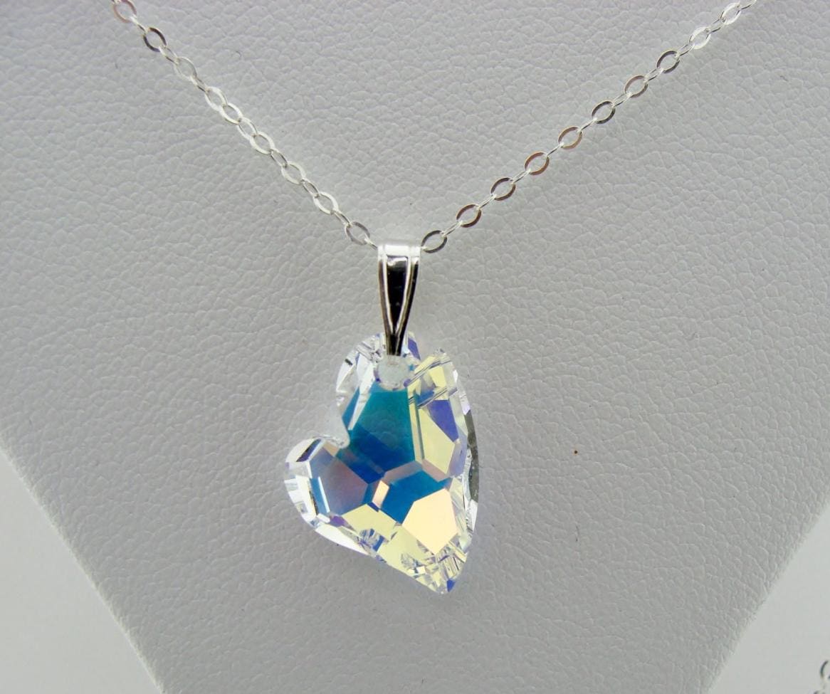 Ab-Herzanhänger Swarovski-Kristallhalskette 925Er Sterlingsilber Schmuck Für Sie von VestaJewelry