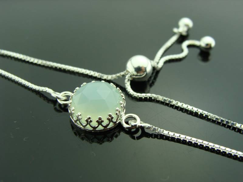 Aqua Blue Chalcedon Armband 925 Sterling Silber Edelstein Schmuck Verstellbares Quastenarmband Handgemachtes Geschenk Für Sie von VestaJewelry