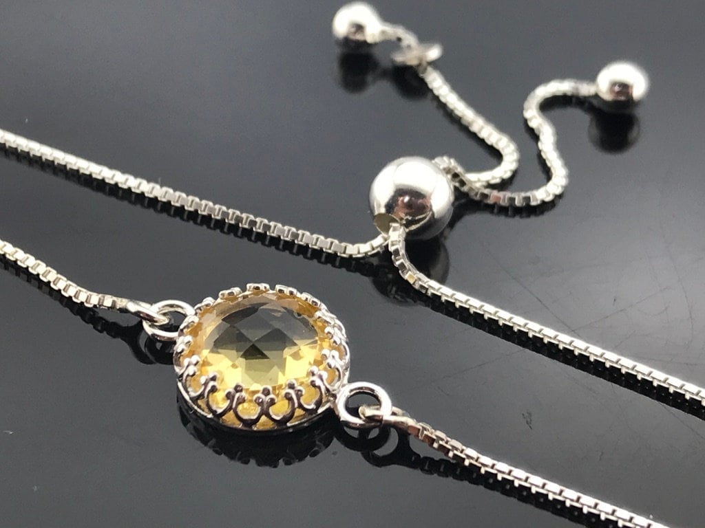 Citrin Armband 925 Sterling Silber Einstellbar Quaste Gelber Edelstein Schmuck Handgemachtes Geschenk Für Sie von VestaJewelry