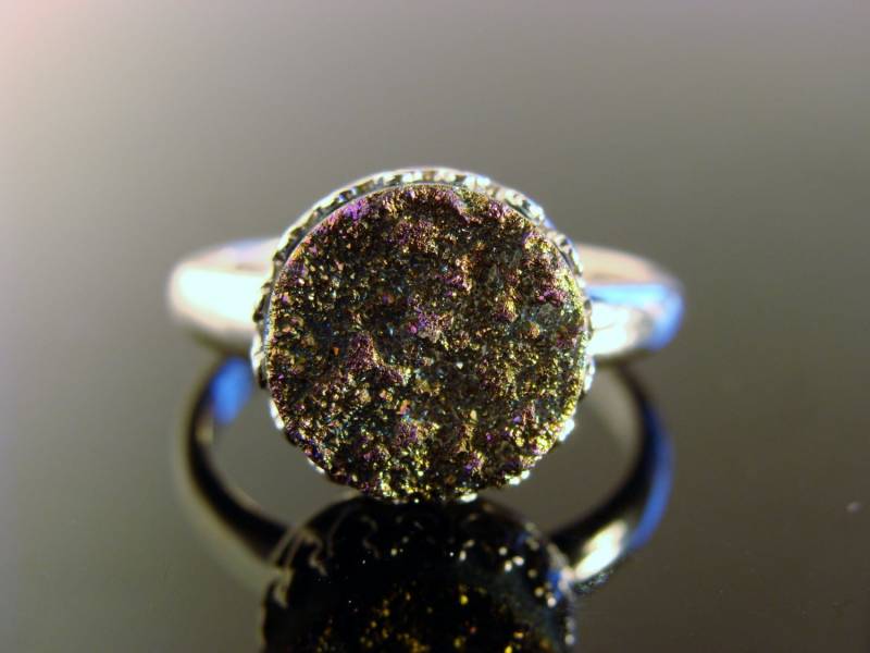 Druzy Kristall Quarz Ring Größe 7 925 Sterling Silber Edelstein Funkelnder Natürlicher Schmuck Geschenk Für Sie von VestaJewelry
