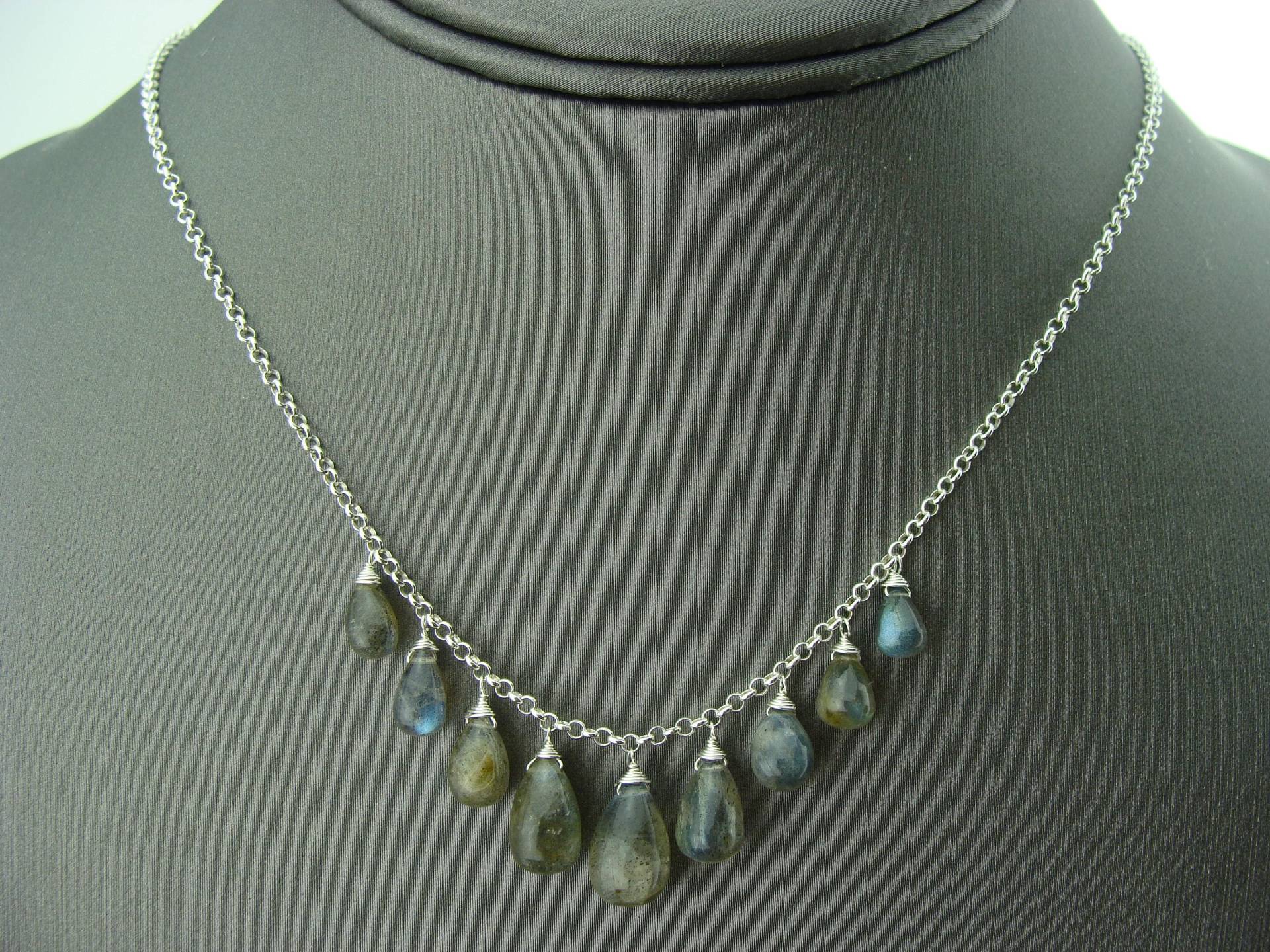 Echte Blitz-Labradorit-Halskette 925 Sterlingsilber Schillernder Edelsteinschmuck Boho Elegantes Geschenk Für Sie von VestaJewelry