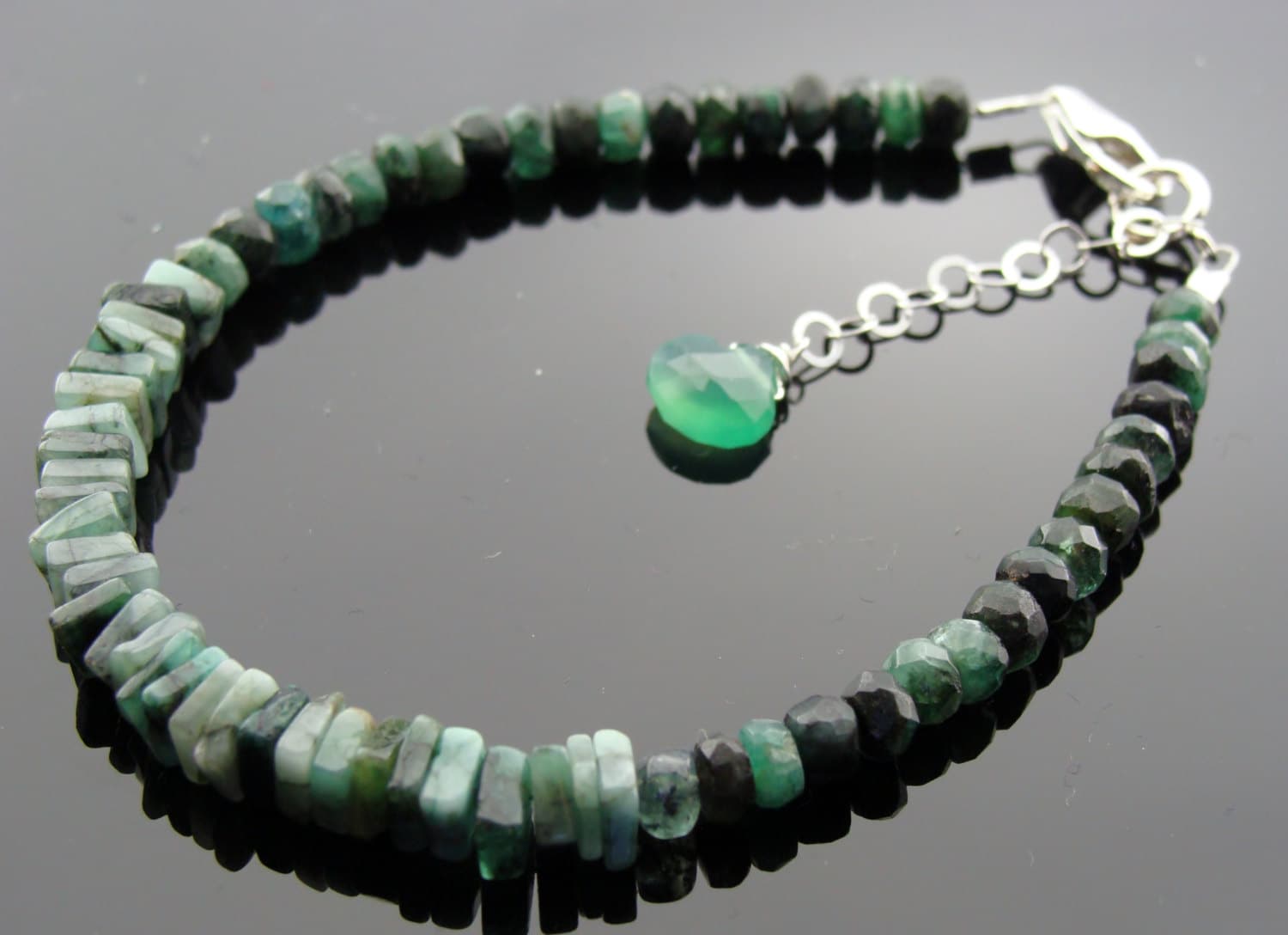 Echtes Shaded Smaragd Armband 925 Sterling Silber Schmuck Mai Birthstone Geschenk Für Sie von VestaJewelry