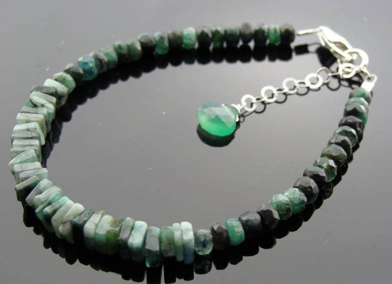 Echtes Shaded Smaragd Armband 925 Sterling Silber Schmuck Mai Birthstone Geschenk Für Sie von VestaJewelry