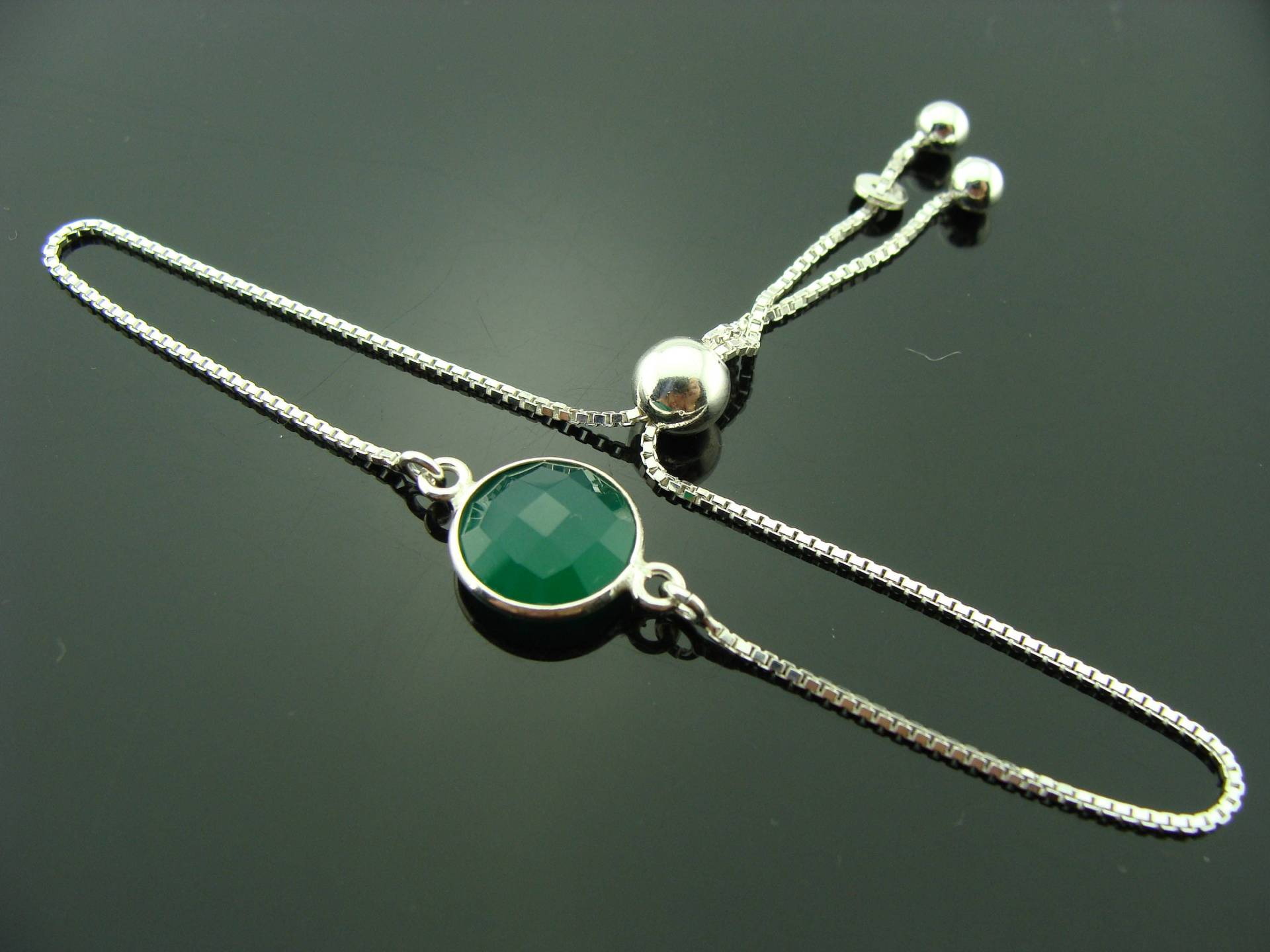 Grün Onyx 925 Sterling Silber Einstellbar Quaste Armband Handgemachter Edelstein Schmuck Geschenk Für Sie Zierliches von VestaJewelry