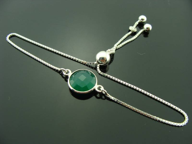 Grün Onyx 925 Sterling Silber Einstellbar Quaste Armband Handgemachter Edelstein Schmuck Geschenk Für Sie Zierliches von VestaJewelry
