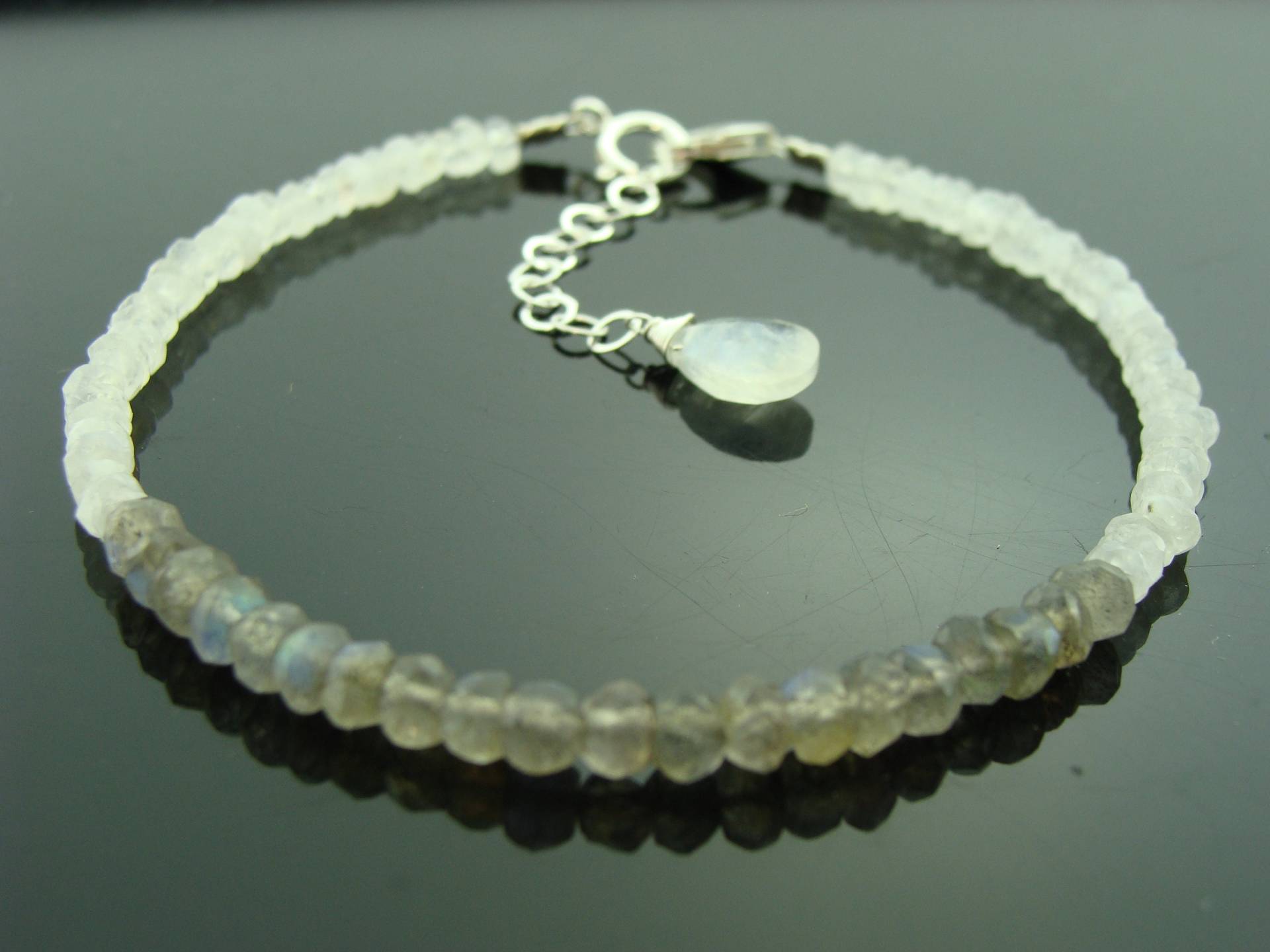 Labradorit & Regenbogen Mondstein Armband 925 Sterling Silber Edelstein Schmuck Elegantes Geschenk Für Sie von VestaJewelry