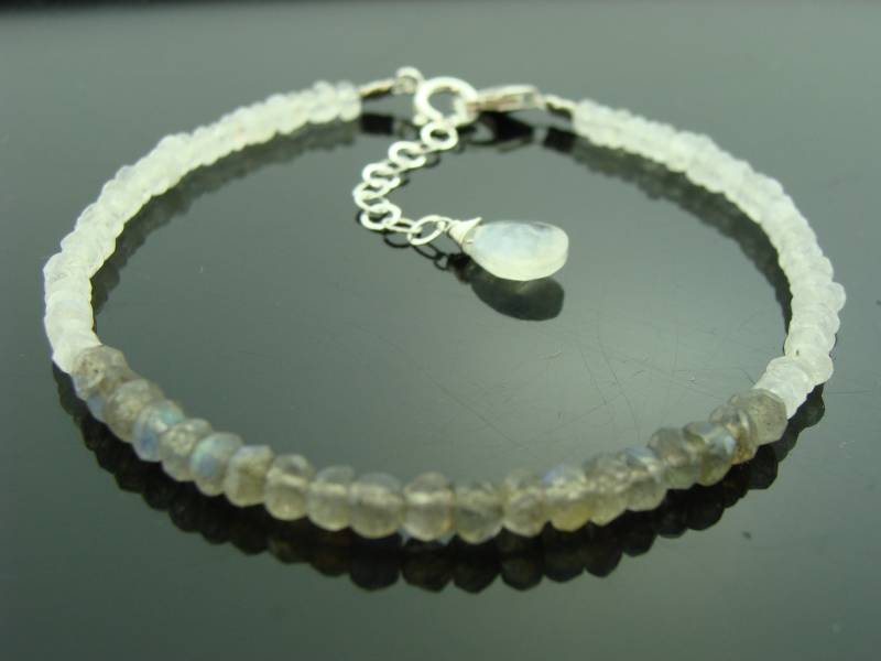 Labradorit & Regenbogen Mondstein Armband 925 Sterling Silber Edelstein Schmuck Elegantes Geschenk Für Sie von VestaJewelry