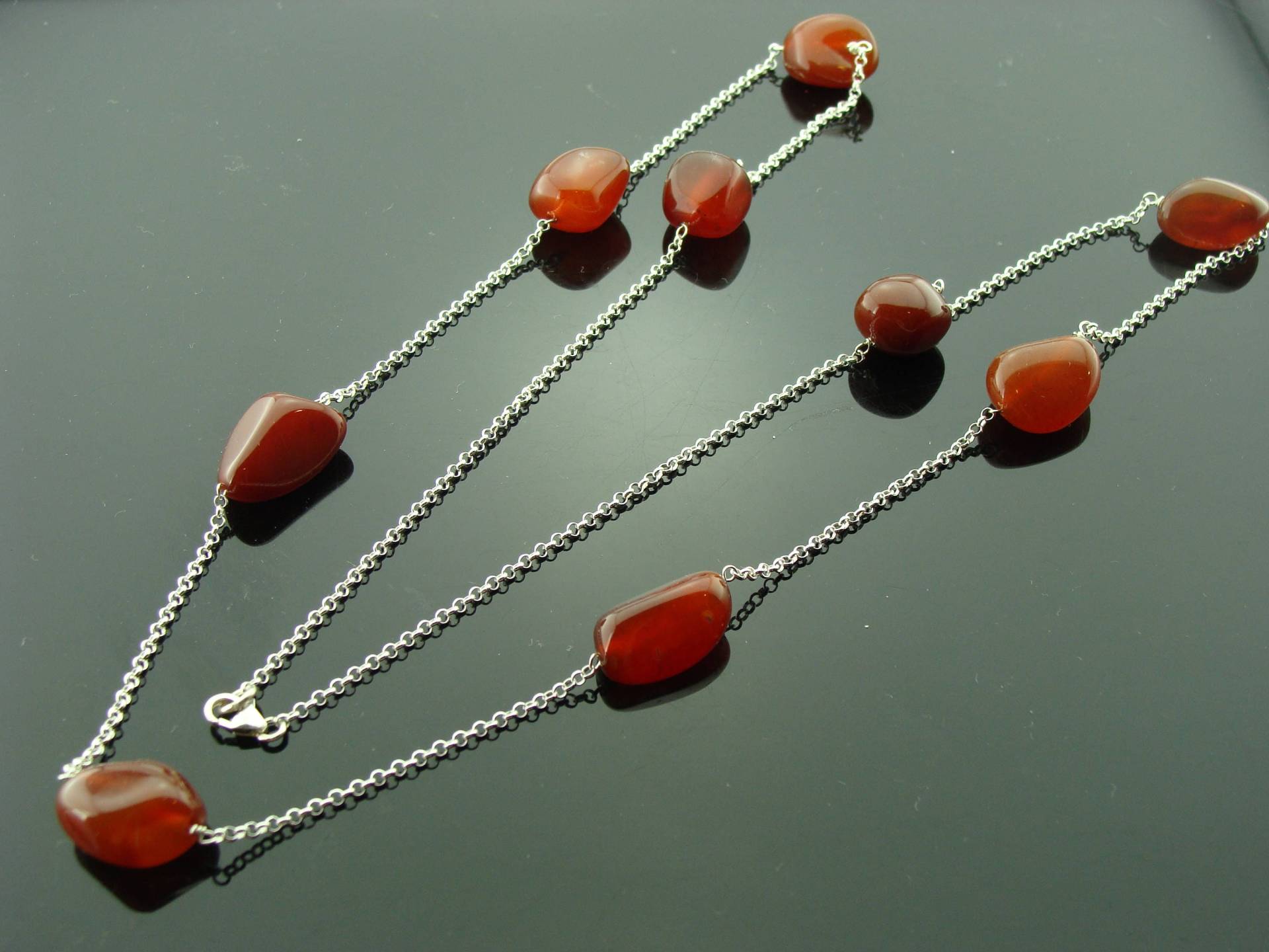 Lange Karneol Halskette 925 Sterlingsilber Orange Edelstein Anhänger Handgemachter Schmuck Geschenk Für Sie Herbstschmuck von VestaJewelry