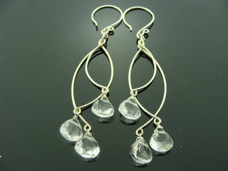 Lange Kristall Quarz Kronleuchter Ohrringe 925 Sterling Silber Baumeln Edelstein Schmuck Lange Kristall Quarz Kronleuchter Ohrringe 925 Sterling Silber Baumeln Edelstein Schmuck von VestaJewelry