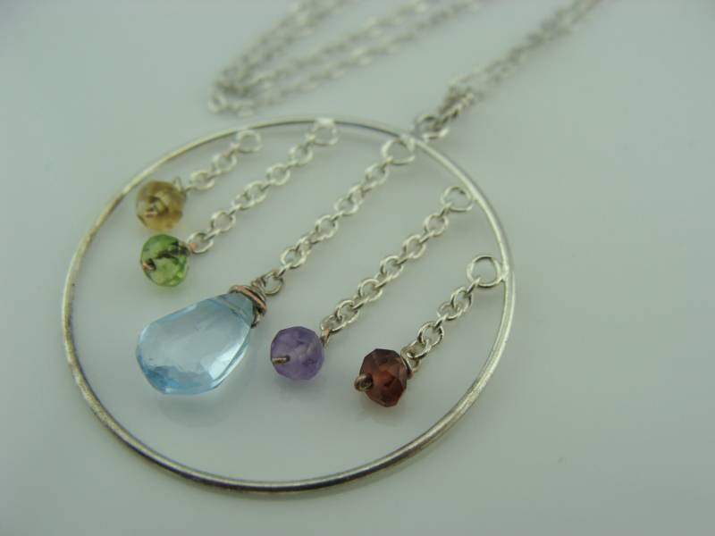 Lange Multi Edelstein Blautopas Traumfänger Halskette 925 Sterling Silber Boho Schmuck Lange Multi Edelstein Blautopas Traumfänger Halskette 925 Sterling Silber Boho Schmuck von VestaJewelry