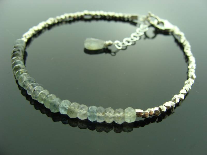 Moos Aquamarin Armband 925 Sterlingsilber Schmuck März Birthstone Geschenk Edelstein-Armband Für Sie von VestaJewelry