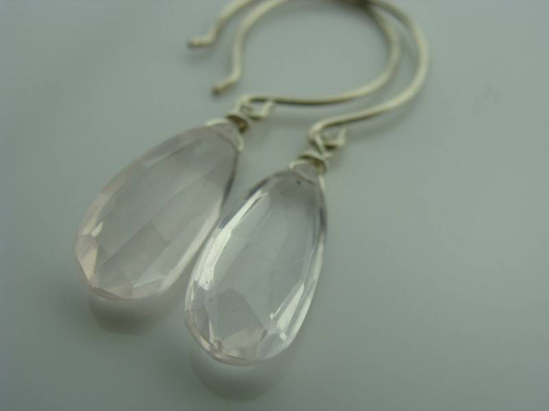 Rosenquarz Tropfen Ohrringe 925 Sterlingsilber Ohrhänger Rosa Edelstein Schmuck Geschenk Für Sie Oktober Birthstone von VestaJewelry