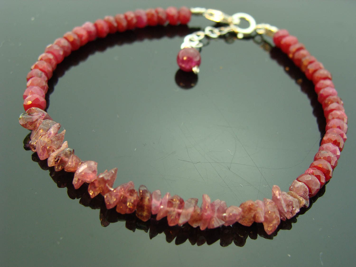 Rubin Und Roher Rosa Turmalin Armband 925 Sterlingsilber Handgemachter Schmuck Geschenk Für Sie von VestaJewelry