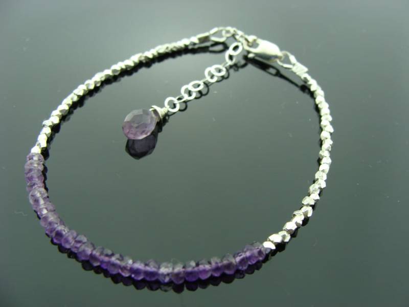 Schattiert Amethyst Armband 925 Sterling Silber Februar Birthstone Geschenk Ombre Lila Edelstein Schmuck Für Sie von VestaJewelry