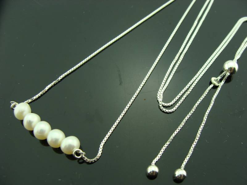 Süßwasserperlenkette 925 Sterlingsilber Lange Verstellbare Quaste Juni Birthstone Schmuck Handgemachtes Geschenk Für Sie von VestaJewelry