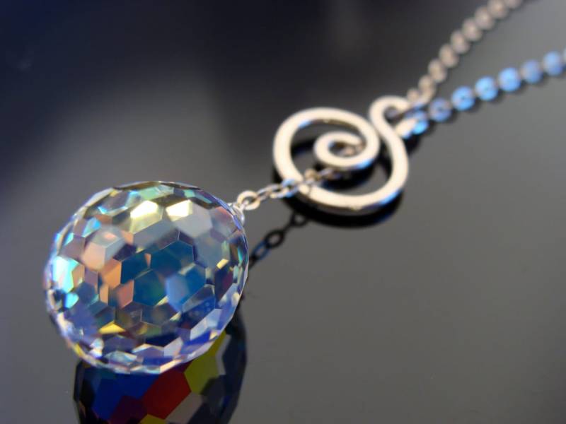 Swarovski Crystal Drop Lariat Halskette 925 Sterling Silber Y von VestaJewelry